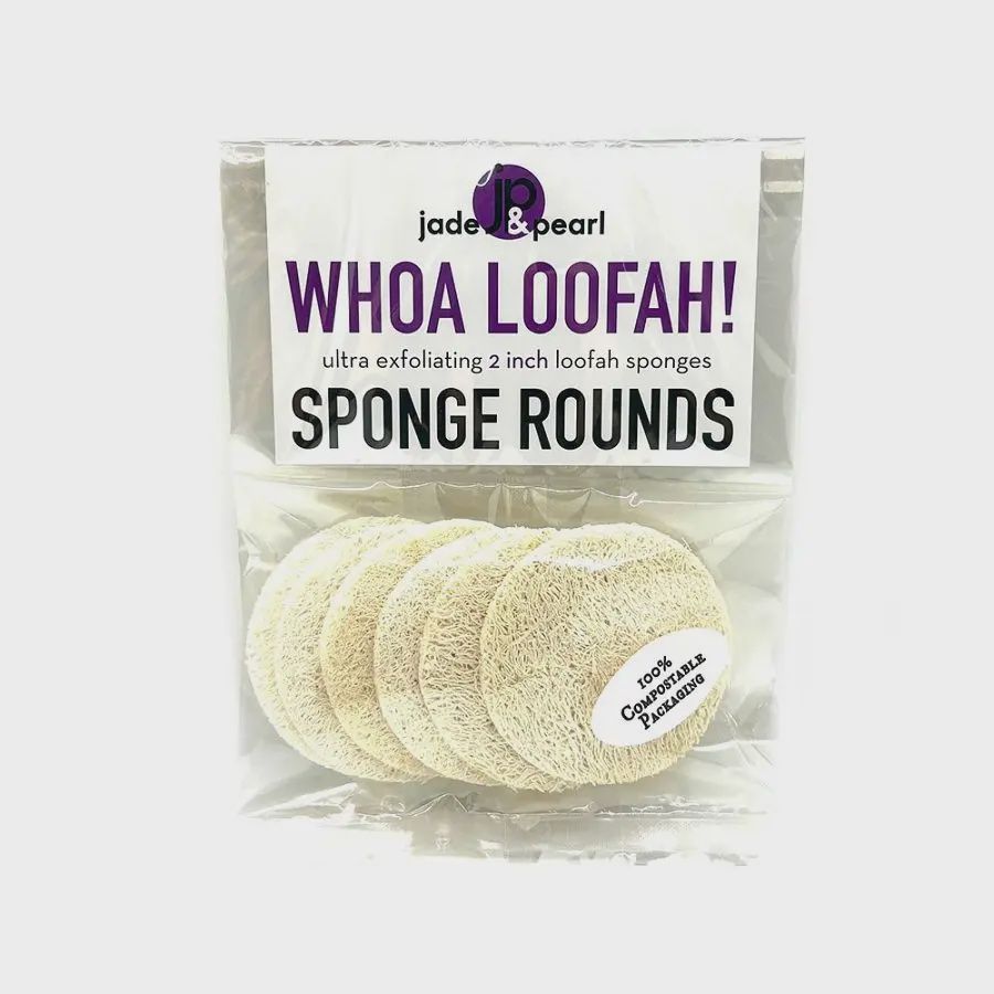 Jade &amp; Pearl Whoa Loofah! Round Personal Bath Sponge 2" Discs 6 count