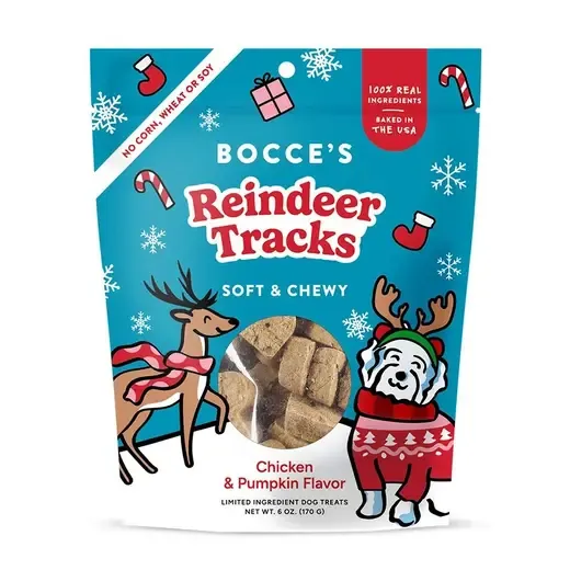 Bocce's Bakery Seasonal Reindeer Tracks Soft &amp; Chewy Dog Treats 6 oz.