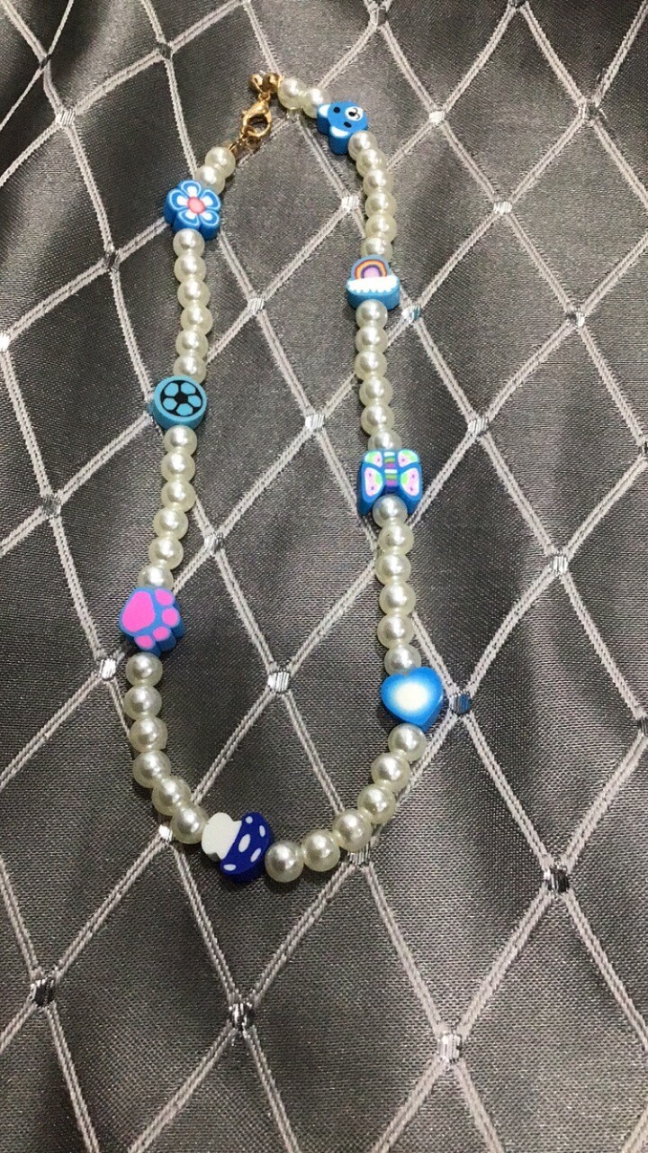 Pearl necklace blue one in stock