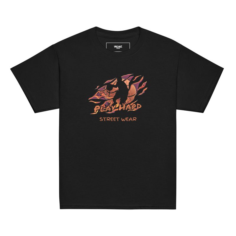 Youth basketball play hard tee