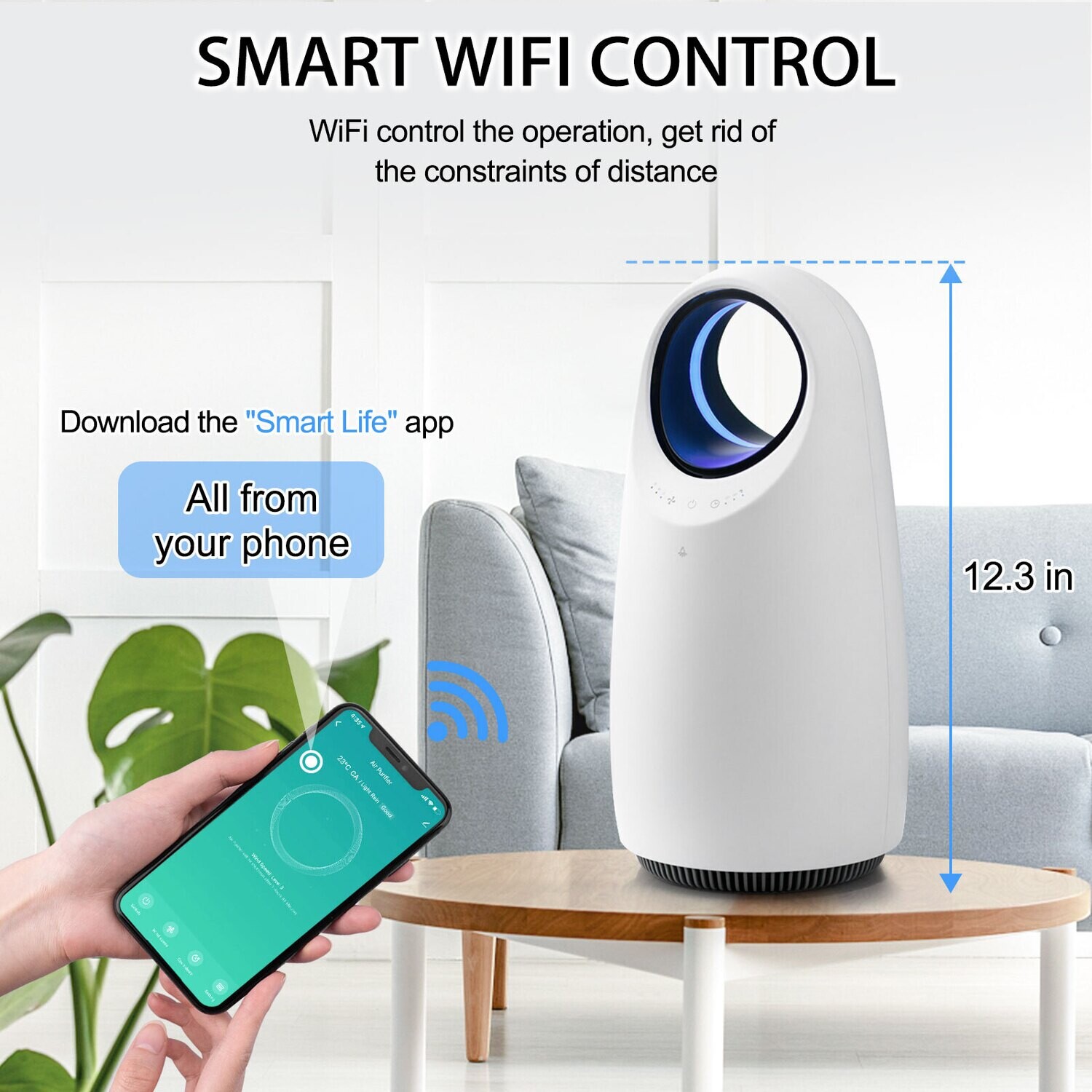 Smart WiFi HEPA Air Purifier for Home Large Room, Smart WiFi and Alexa Control, H13 True HEPA Filter for 99.95% Purification, Eliminates Allergies, Pet Dander, Smoke, Dust, Portable Quiet Air Cleaner