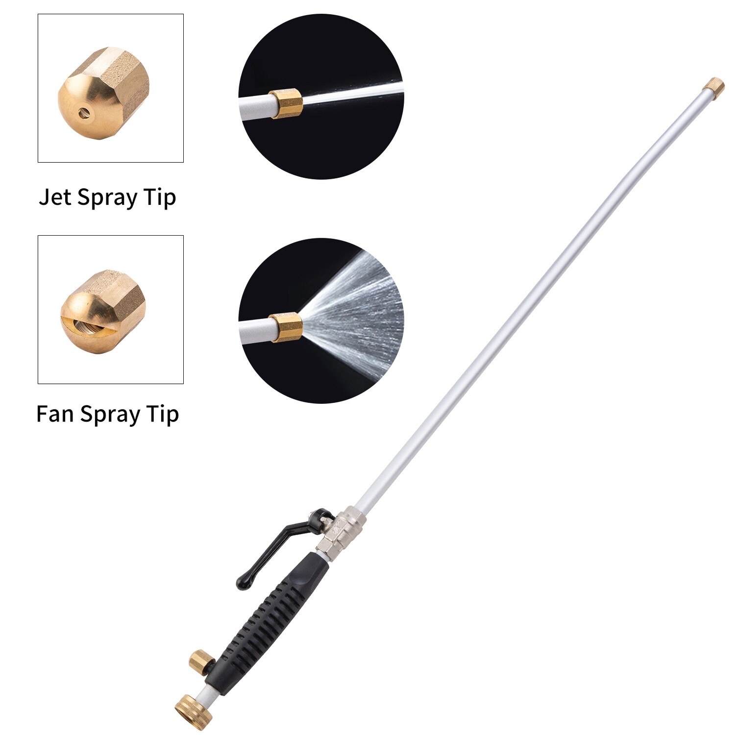 High Pressure Washer Gun with Fan &amp; Jet Steam Nozzles for Car/Deck/Garden Wash