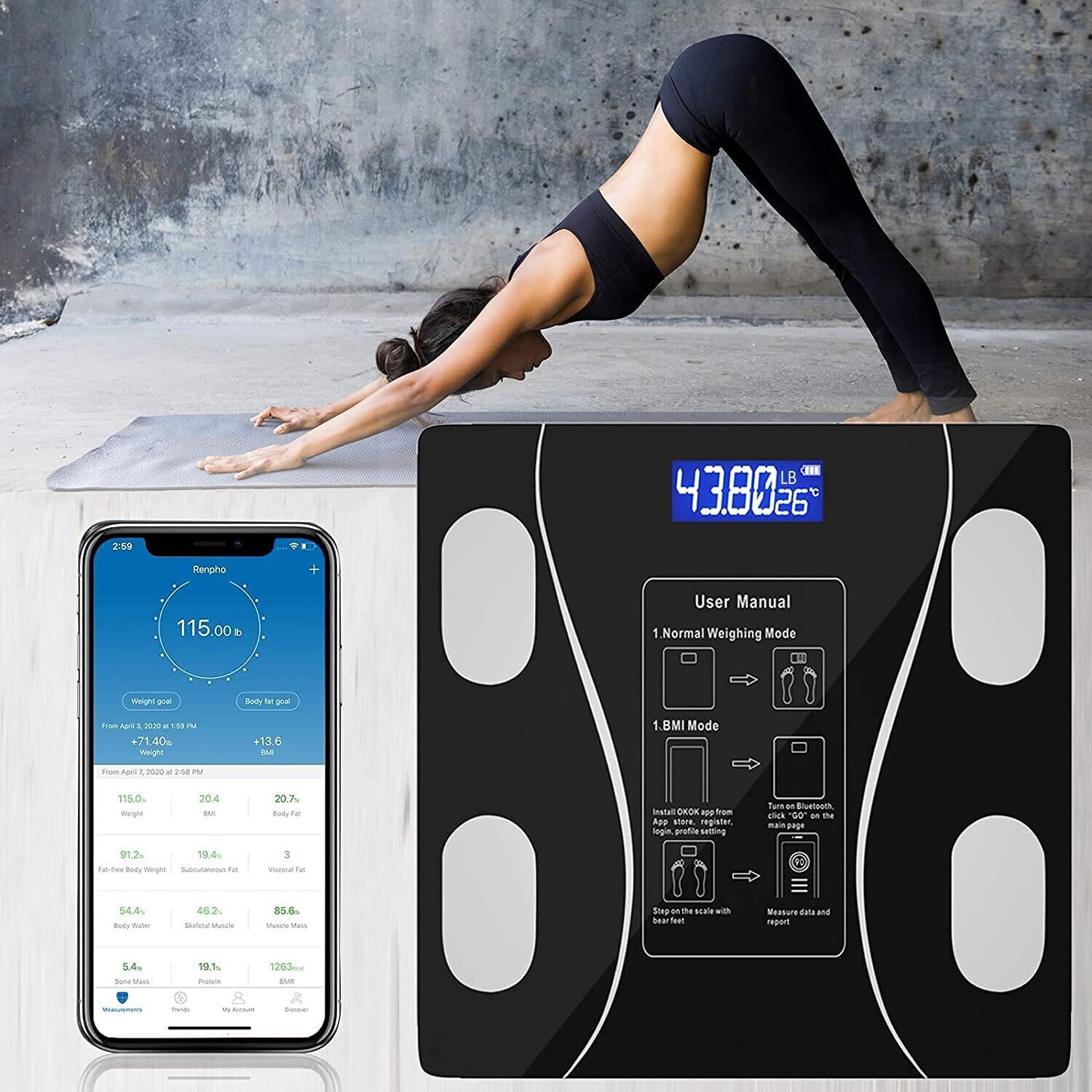 Balanza Digital Bluetooth C/ Medicion De Grasa Muscular