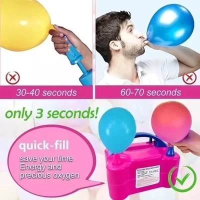 Inflador Globos Eléctrico Compresor 600w 2 Inyectores Fiesta