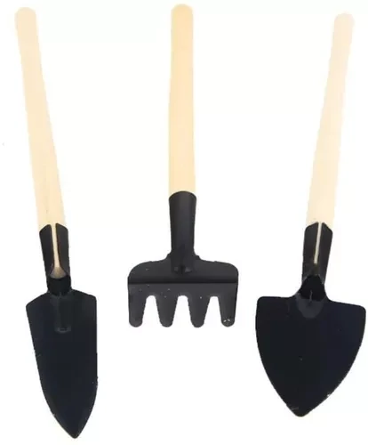 Set De Mini Palita Bonsái Rastrillo Madera Y Hierro Flor.