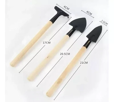 Set De Mini Palita Bonsái Rastrillo Madera Y Hierro Flor.