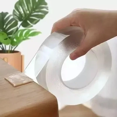 Cinta Adhesiva Doble Faz Transparente Silicona Soporta Peso X 1mts