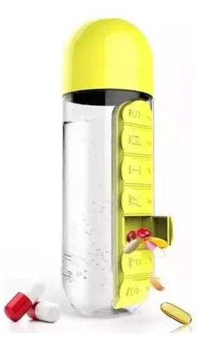 Pastillero Organizador Semanal Con Botella Plástica 600ml