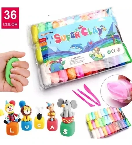 Pack 36 Masas De Moldear O Plastilina Para Niños De Colores