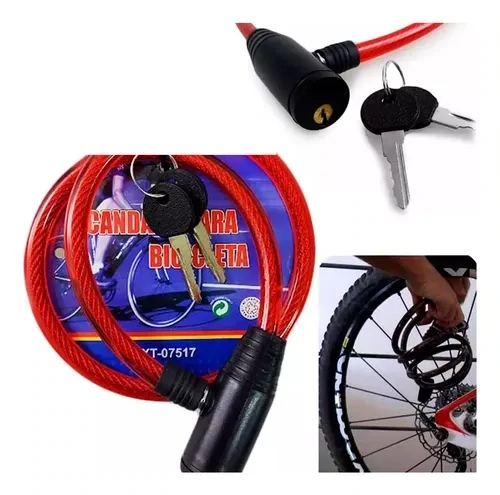 Tranca Seguridad Anti Robo Con Candado Para Moto Bici 0.80cm