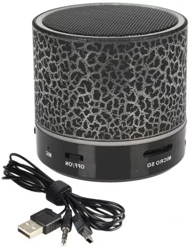 Parlante Portátil Cilindro Craquelado Bluetooth Con Luz Led