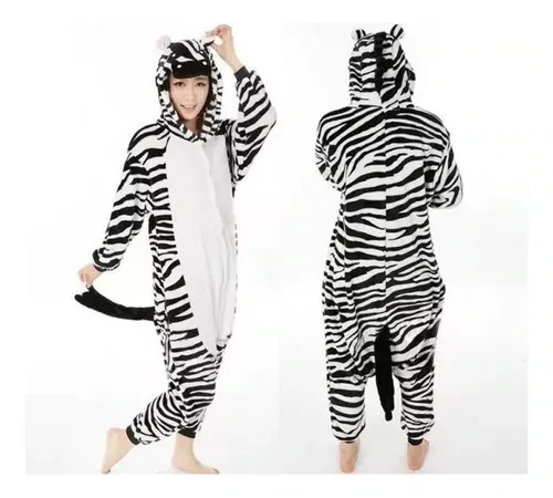 Pijama Adulto Cebra Talle S 145-155 Hecho De Poliéster