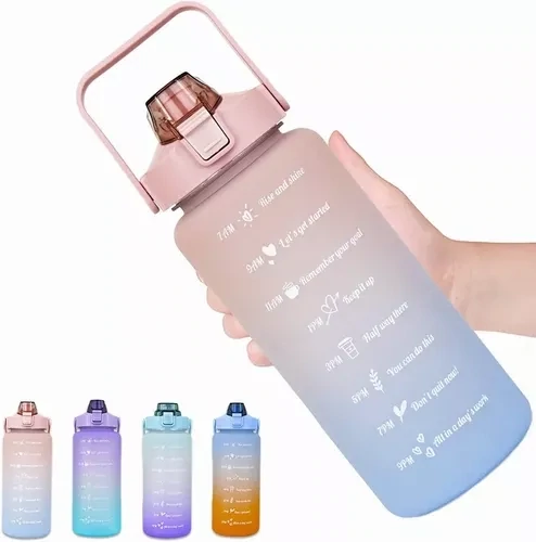 Botella De Agua Motivacional Vaso Envase Deporte Gym 2l