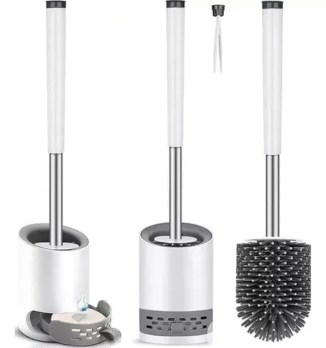 Escobilla Para Inodoro De Silicona Con Pinza Limpiadora