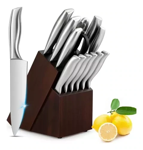 Cuchillo De Chef Grande Largo Total: 29 Cm Acero En Blister