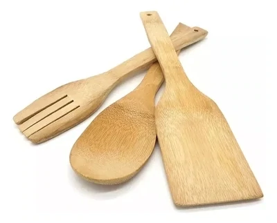 Juego Menage Bambu 4 Piezas Con Base 3 Piezas Bambu