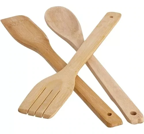 Juego Menage Bambu 4 Piezas Con Base 3 Piezas Bambu