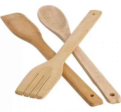 Juego Menage Bambu 4 Piezas Con Base 3 Piezas Bambu