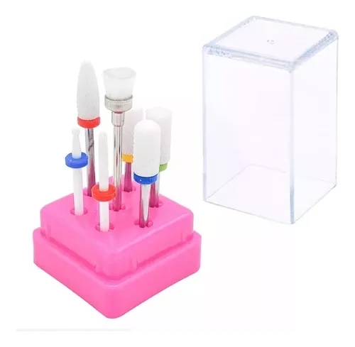 Kit Fresa Cerámica Para Torno Manicura 6 Fresa Y 1 Cepillo
