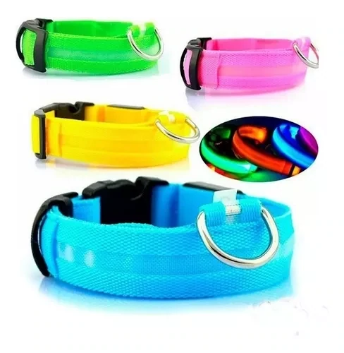 Collar Para Perros Con Luces Led Grandes Chicos Res. Lluvia