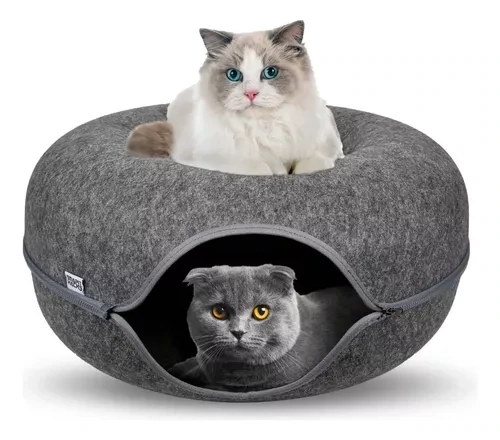 Cama Para Gato Ovalada De Fieltro Con Cierre Zipper 50 Cm