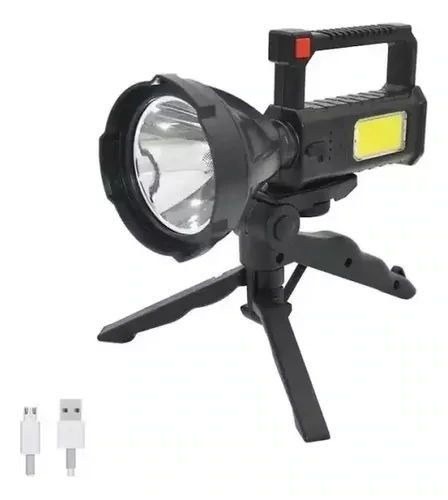 Linterna Recargable Con Tripode Faro Luz Led Foco De Mano