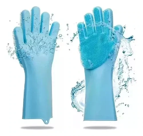 Guantes Para Lavar Platos D Silicona Con Esponja Incorporada