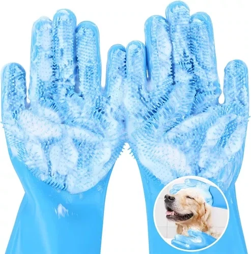 Guantes Silicona De Aseo Para Mascotas Perros Resistente Jta