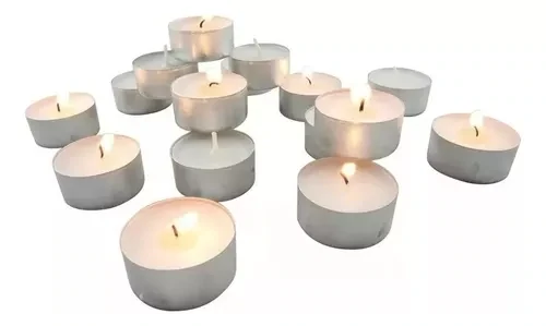 Pack 50 Velas Chatas Hornito Decoración Blancas