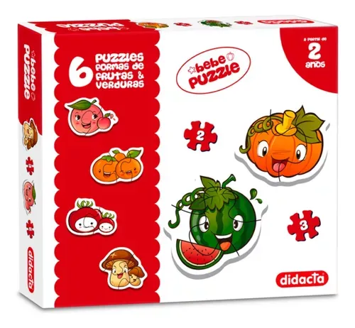 6 Puzzles Formas Didacta Diseño Frutas Y Verduras