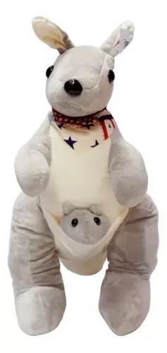 Peluche Canguro En Colores Gris Y Marron Unisex