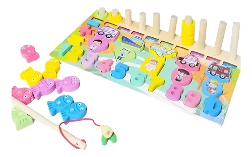 Juego De Encastre Y Pesca Magnética En Madera