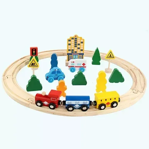 Tren Y Ciudad De Madera Juego De Niños 36 Ages