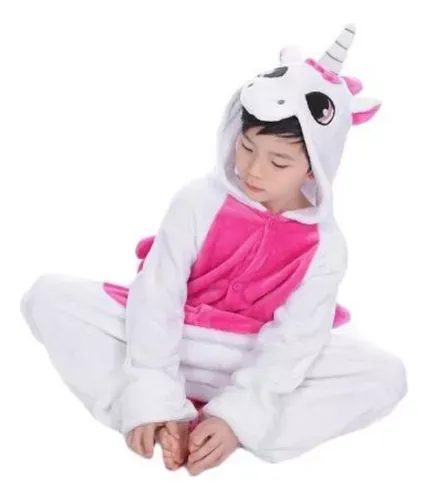 Pijama Unicornio Blanco Con Alas De Niños