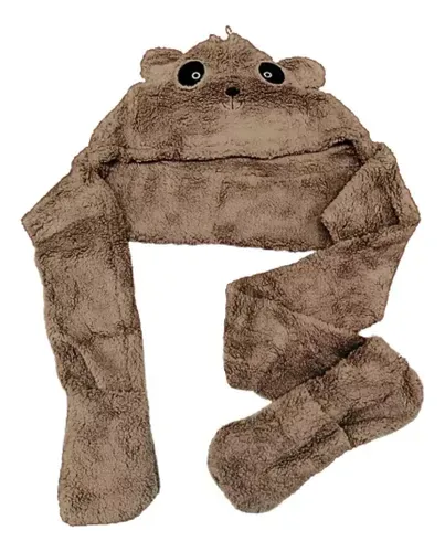 Gorro De Osito Con Bufanda Y Guantes Tela De Peluche