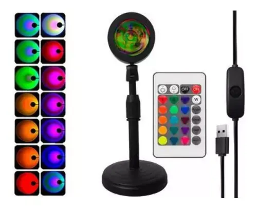 Lampara Sunset Proyector Atardecer Led Usb C/control Remoto