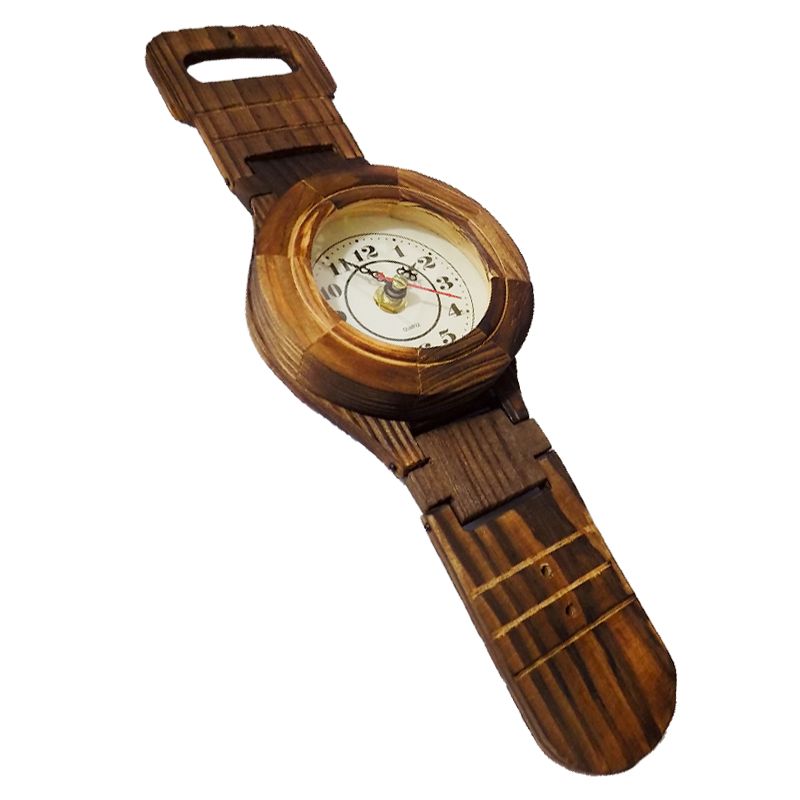 Reloj De Pared Moderno A Pila De Madera