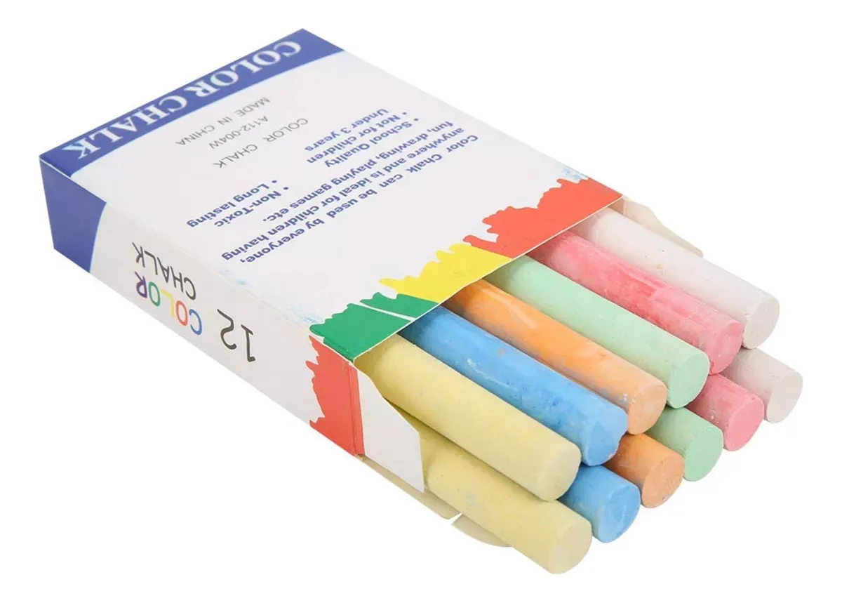 Juego De Tiza De Colores 12 Tizas Antipolvo No Toxico