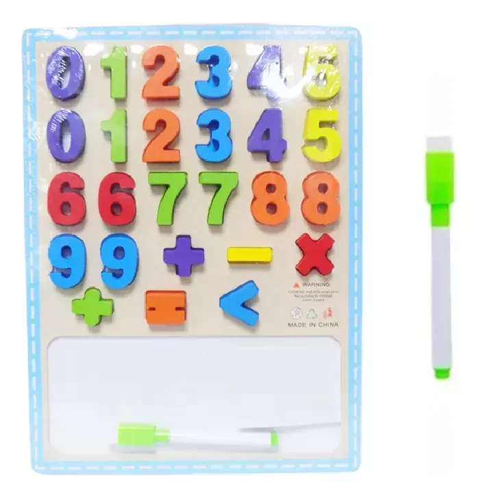 Tablero Con Encastre De Números Y Pizarra Didáctica Juego en Madera
