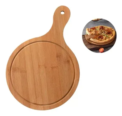 Tabla de Madera Con Mango Para Pizza Redonda de 20cm