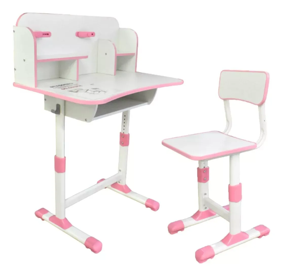 Escritorio De Estudio Con Silla Para NiñaColor  Rosa Altura Regulable