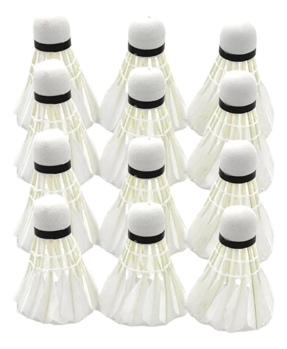 Plumas De Badminton 12 Unidades Volante De Entrenamiento Blanco