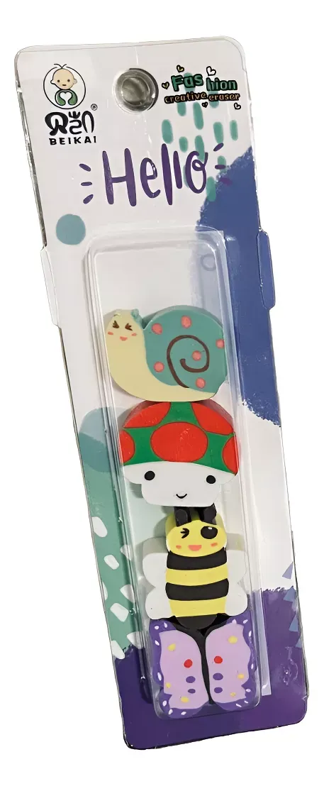 Gomas De Borrar Con Formas Animadas Set de 4 Gomitas Divertidas