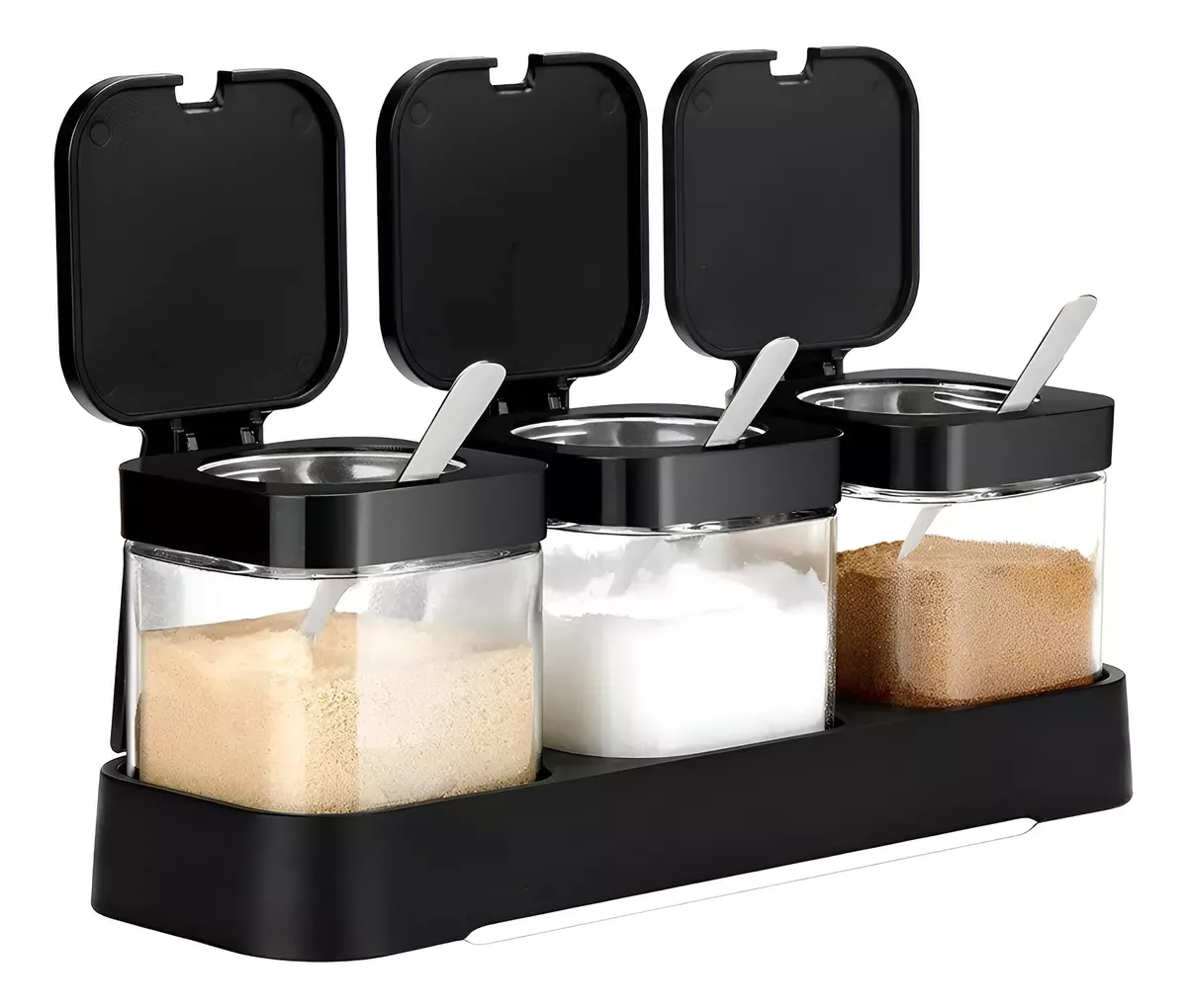 Frascos De Especia Recipiente De Especia Con Tapas Y Cuchara en Soporte