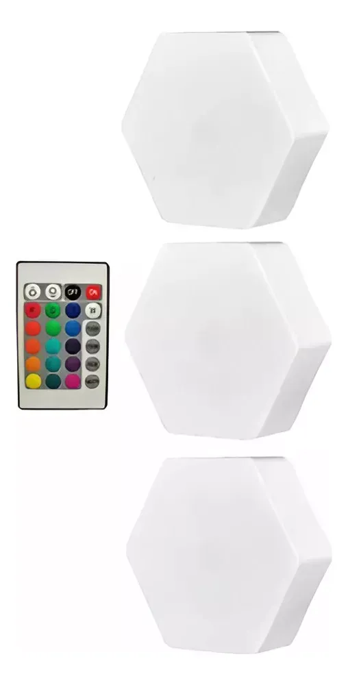 X3 Luces Led Rgb Hexagonales con Control Remoto