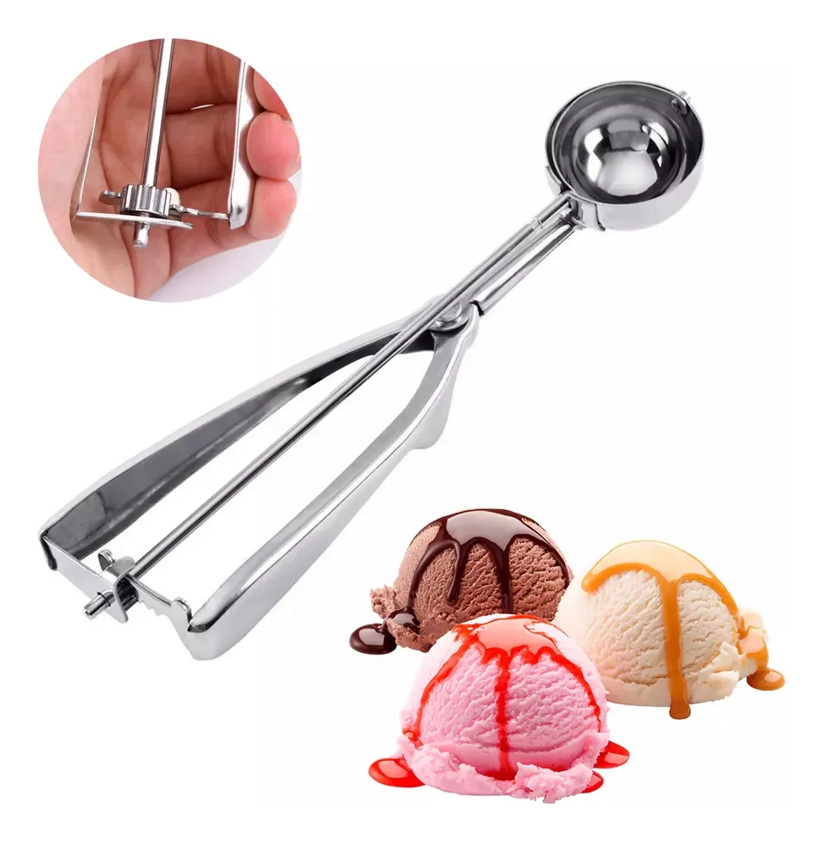 Cuchara Para Servir Helado Porcionadora, Diametro 6cm Grande