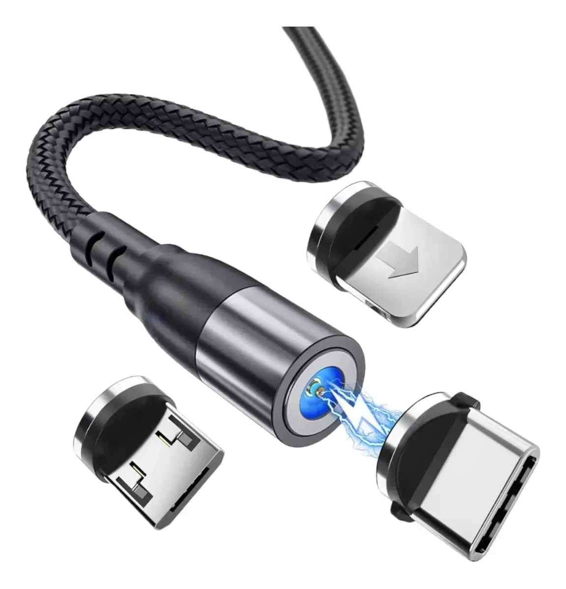 Cable Magnetico Carga Rapida 3 Puntas Intercambiables Usb 3 En 1