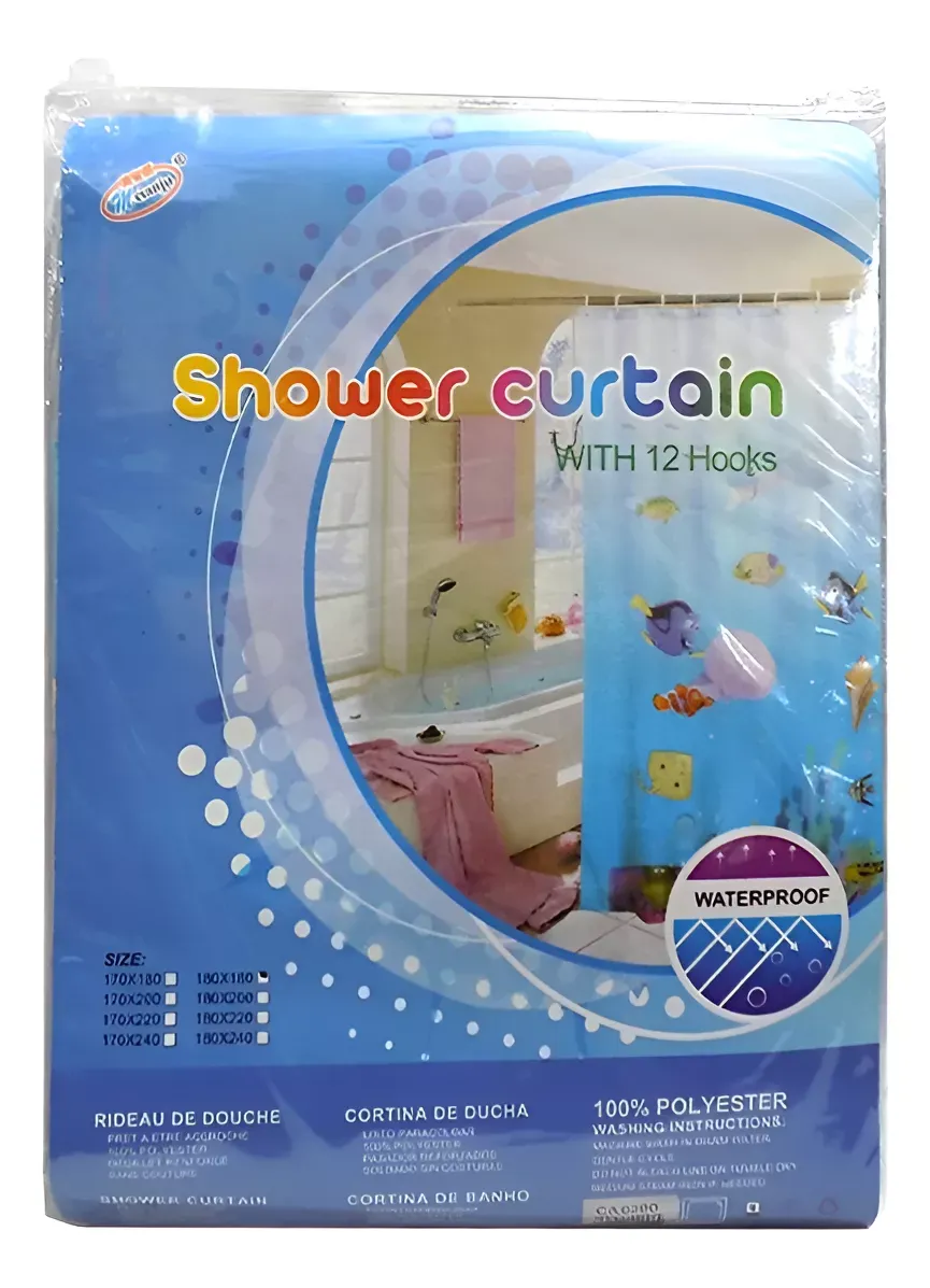 Cortina De Baño Ducha Hecho De Tela De 180x180cm 100% Polyester