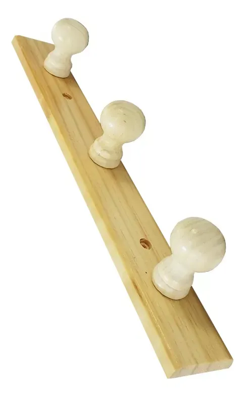 Perchero De Madera Con 3 Ganchos Medidas 36 X 5 X 1 Cm