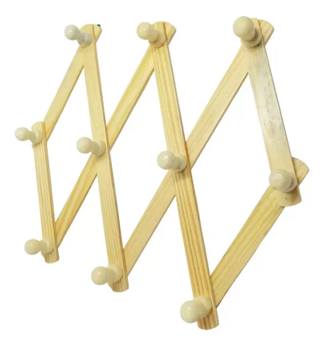 Perchero De Madera  de Pared 10 Ganchos De Madera Plegable